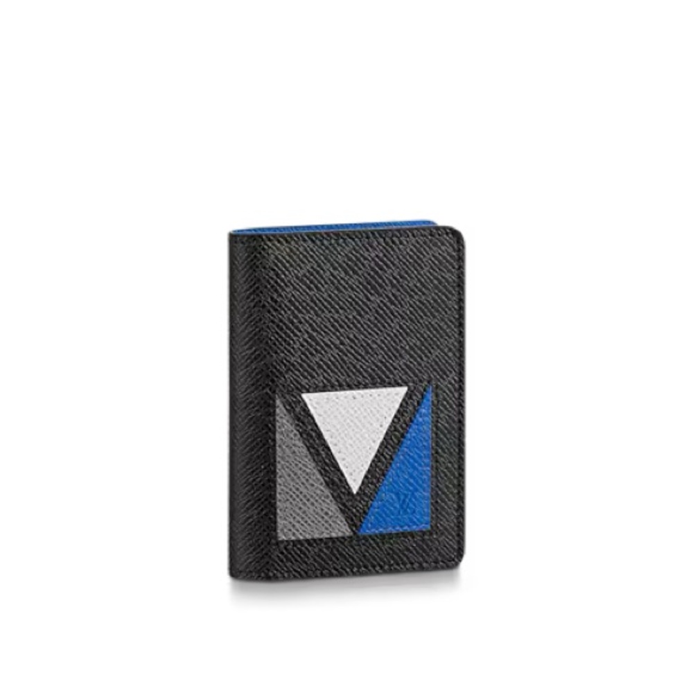 Louis Vuitton Pocket Organizer Wallet LV logo Taiga Leather M30787